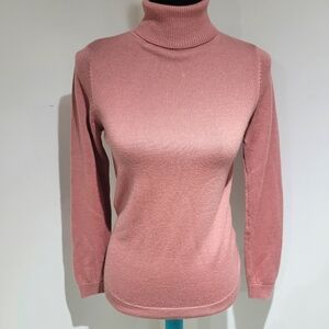 Country Classics Vintage Extra Fine Merino Wool Turtleneck Sweater Small Pink